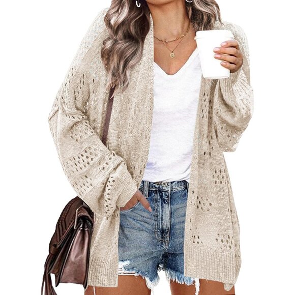 Sweaters - Women Plus Size Crochet Cardigan Boho Long Sleeve Oversized Summer Sweater